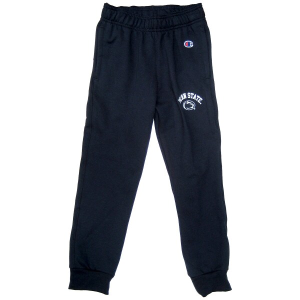 navy youth jogger sweatpants with Penn State and Athletic Logo on left thigh
